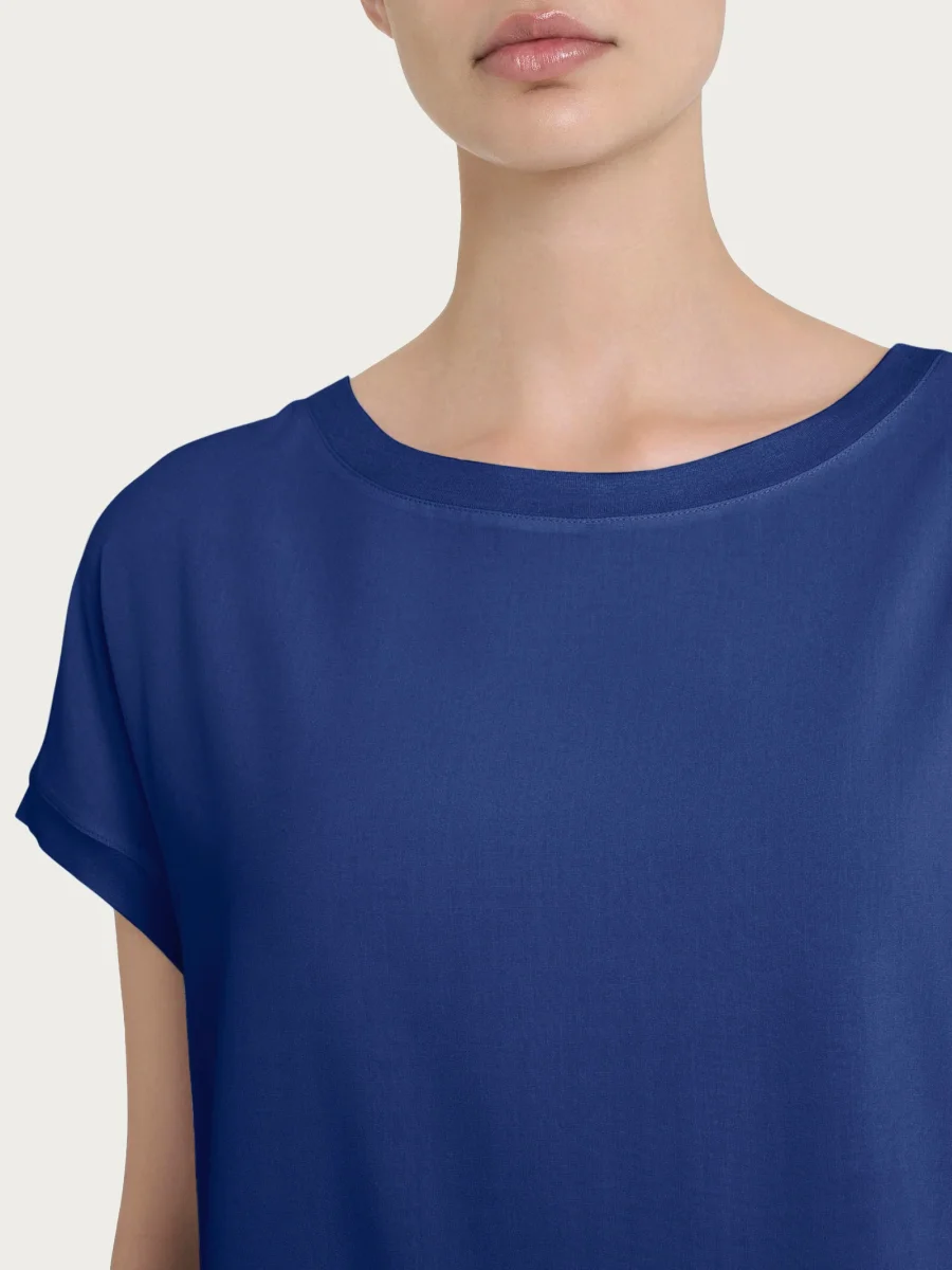 Maglietta con manica corta kimono in Misto Viscosa - Blueberry - immagine 4