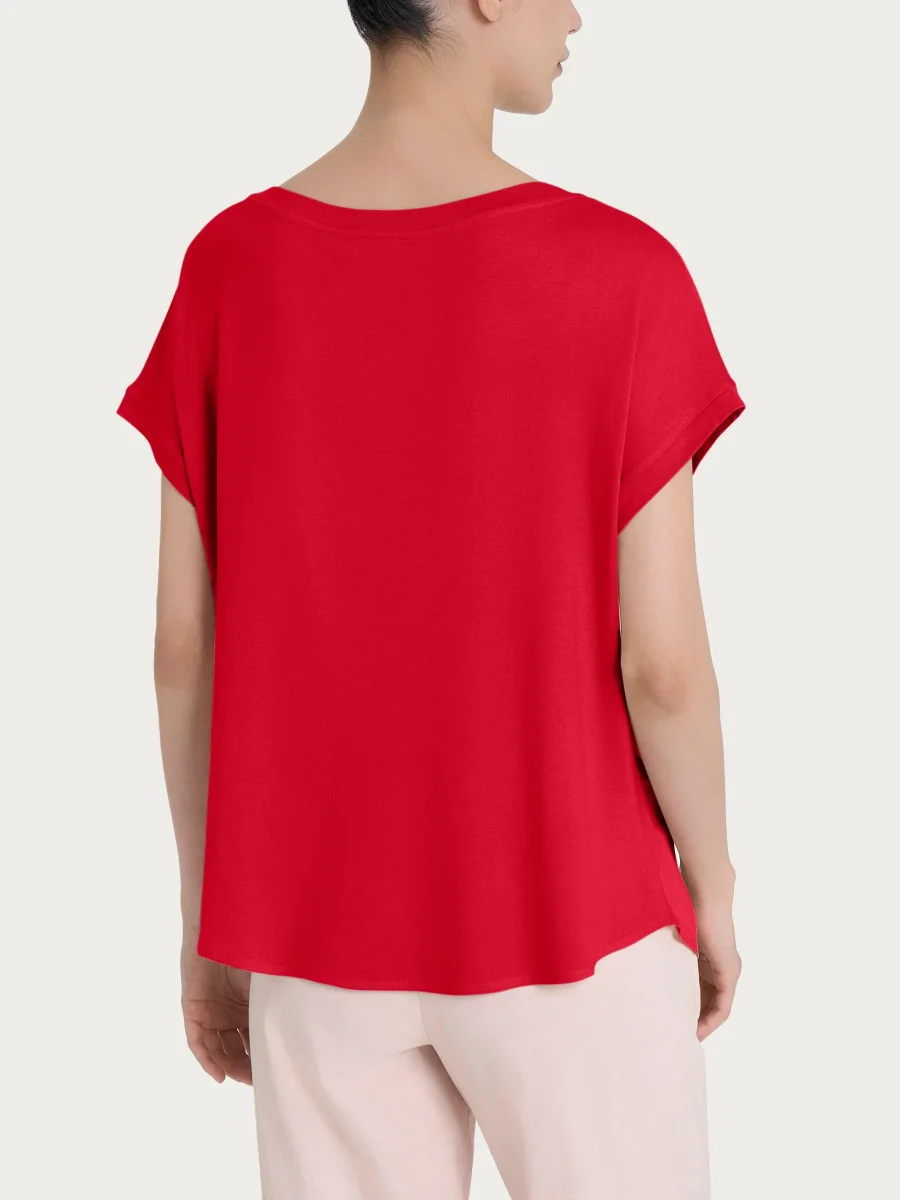 Maglietta con manica corta kimono in Misto Viscosa - Salsa - immagine 3