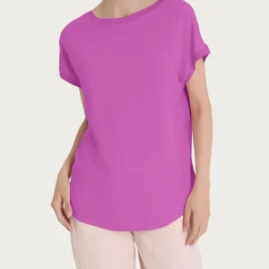 Maglietta con manica corta kimono in Misto Viscosa - Cattleya Orchid