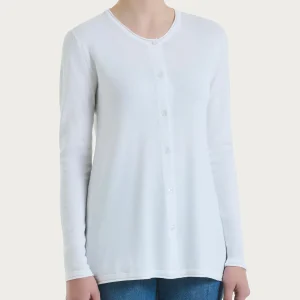 Cardigan aperto con bottoni in Summertime - Bianco