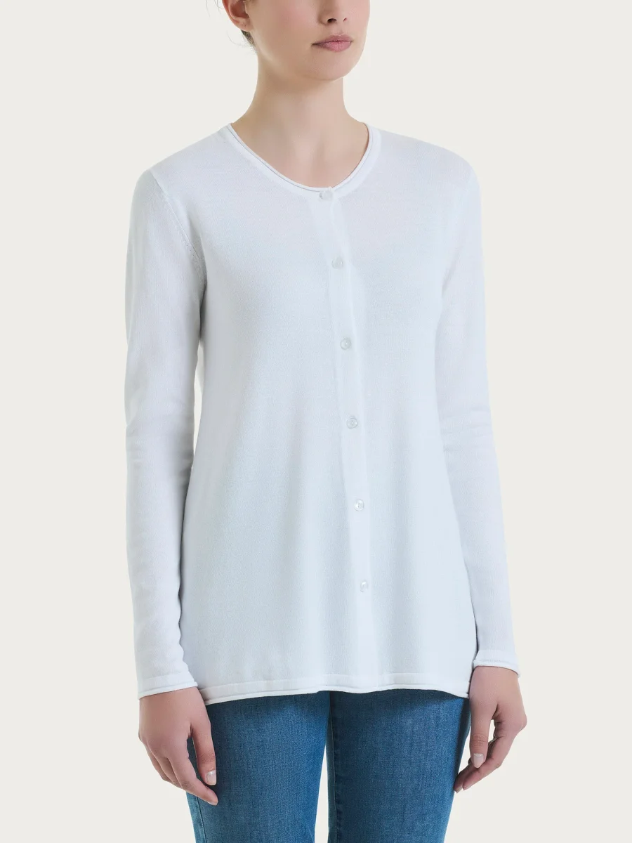 Cardigan aperto con bottoni in Summertime - Bianco - immagine 2