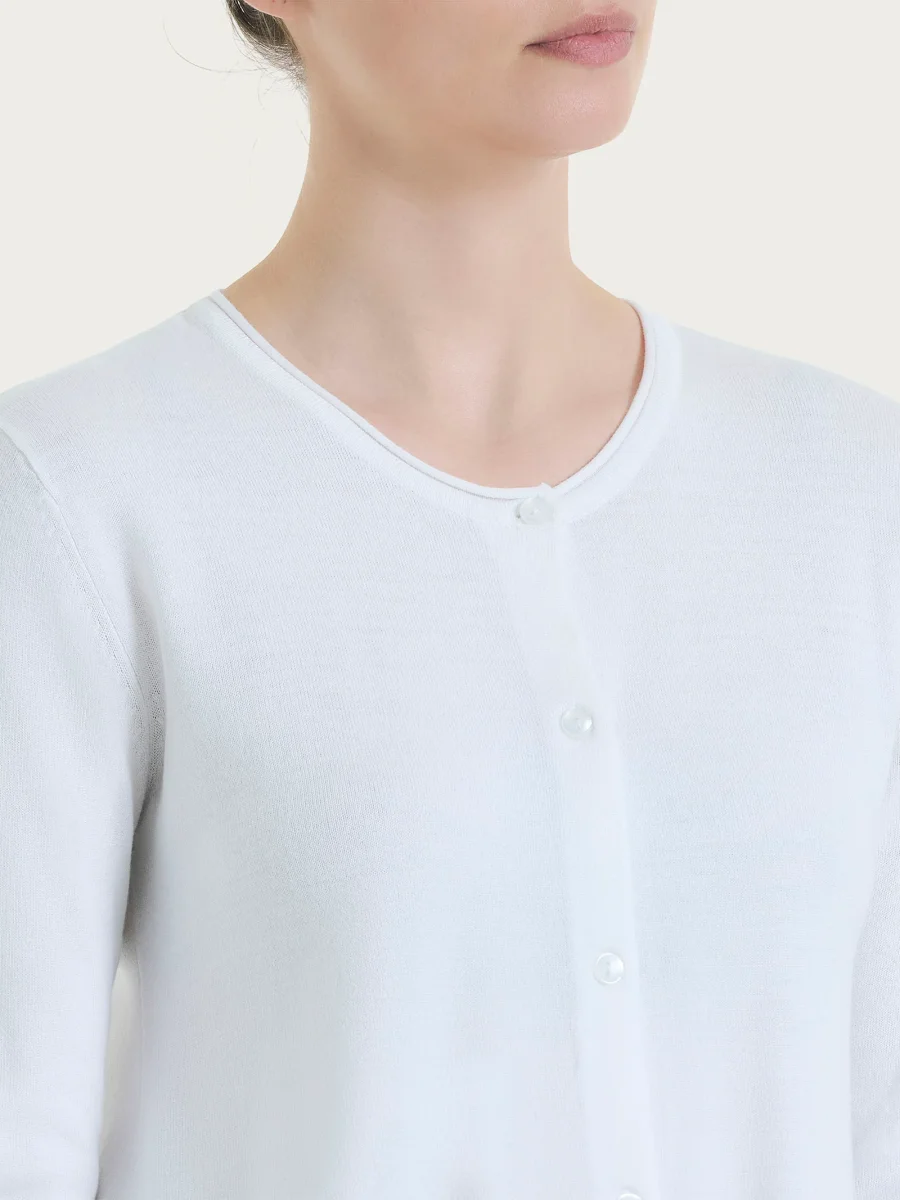 Cardigan aperto con bottoni in Summertime - Bianco - immagine 4