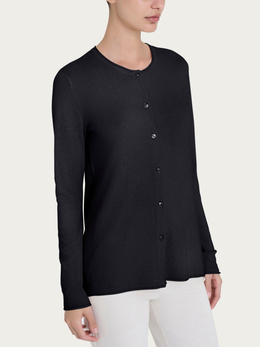 Cardigan aperto con bottoni in Summertime - Nero - immagine 2