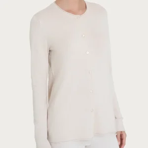 Cardigan aperto con bottoni in Summertime - Champignon