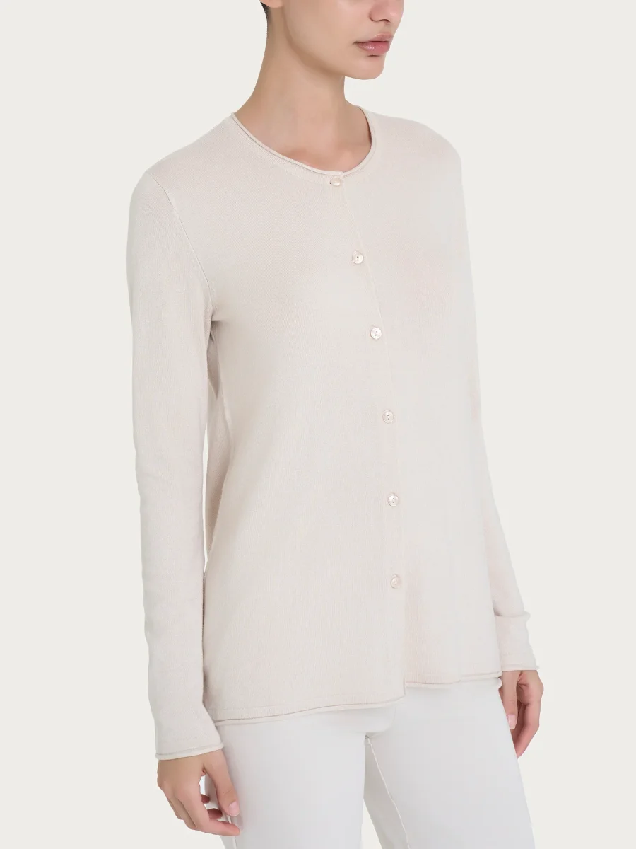 Cardigan aperto con bottoni in Summertime - Champignon - immagine 2