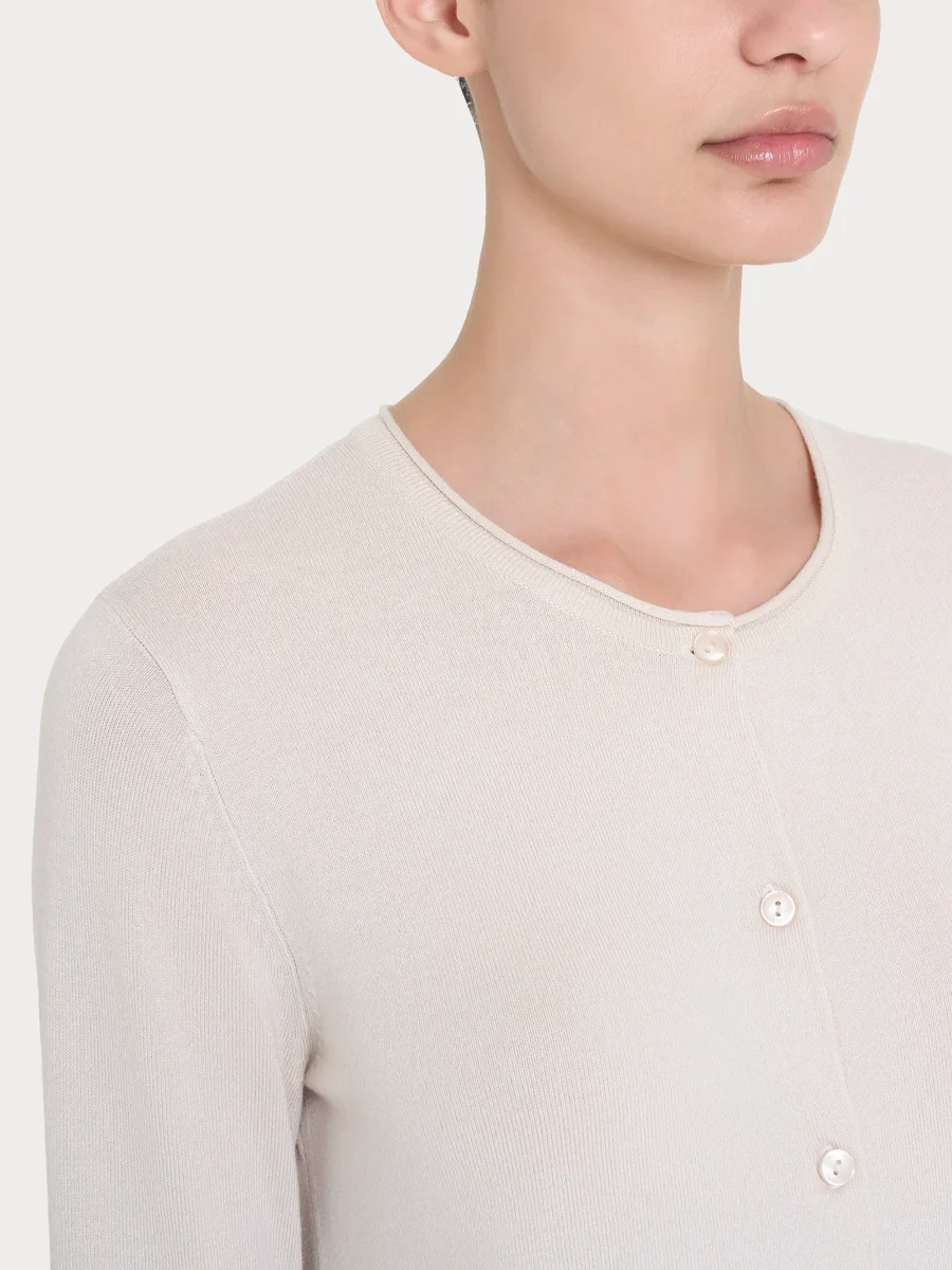 Cardigan aperto con bottoni in Summertime - Champignon - immagine 4