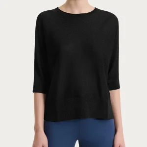 Maglia con manica a pipistrello in Crêpe Lurex - Nero