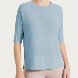 Maglia con manica a pipistrello in Crêpe Lurex - Dusty Blue