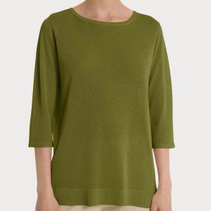 Maglia con manica 3/4 in Crêpe Lurex - Sphagnum