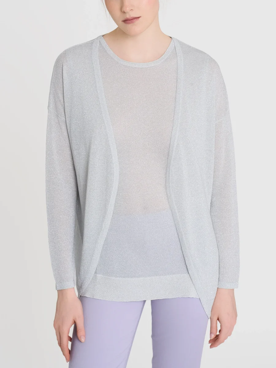 Cardigan in Crêpe Lurex - Bianco - immagine 2