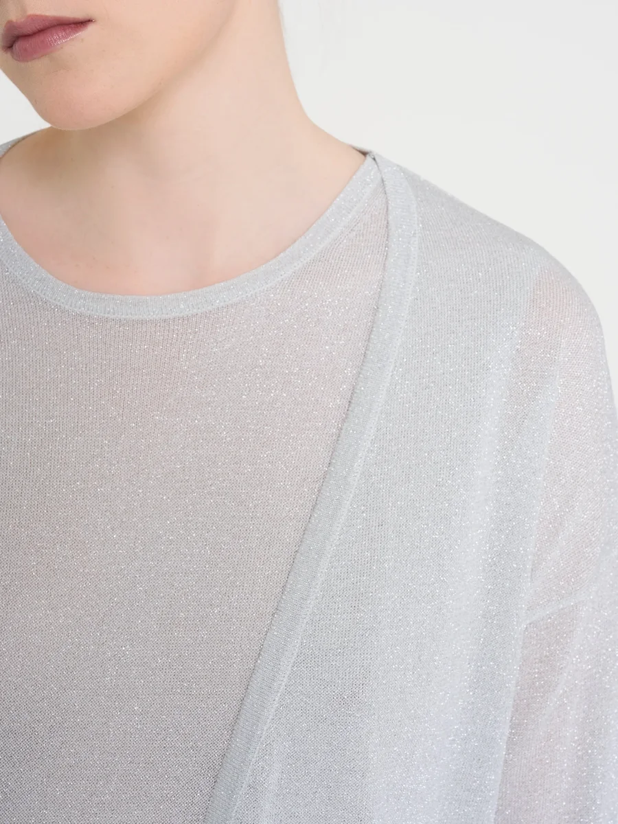 Cardigan in Crêpe Lurex - Bianco - immagine 4