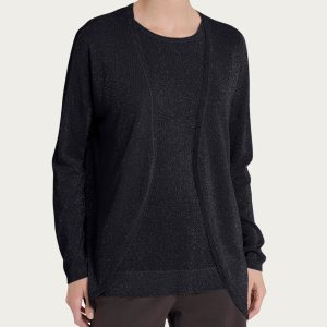 Cardigan in Crêpe Lurex - Nero
