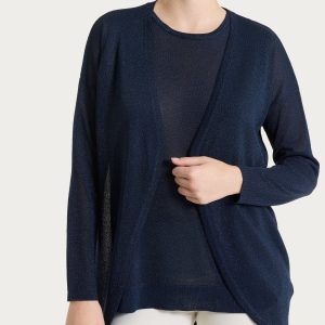 Cardigan in Crêpe Lurex - Bleu