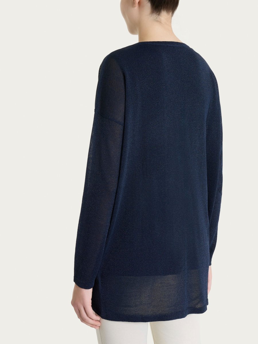 Cardigan in Crêpe Lurex - Bleu - immagine 3