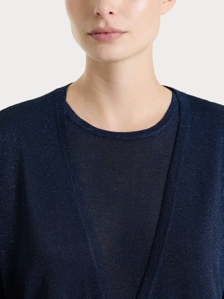 Cardigan in Crêpe Lurex - Bleu - immagine 4