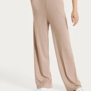 Pantalone ampio con tasche in jersey di viscosa crêpe - Warm Taupe