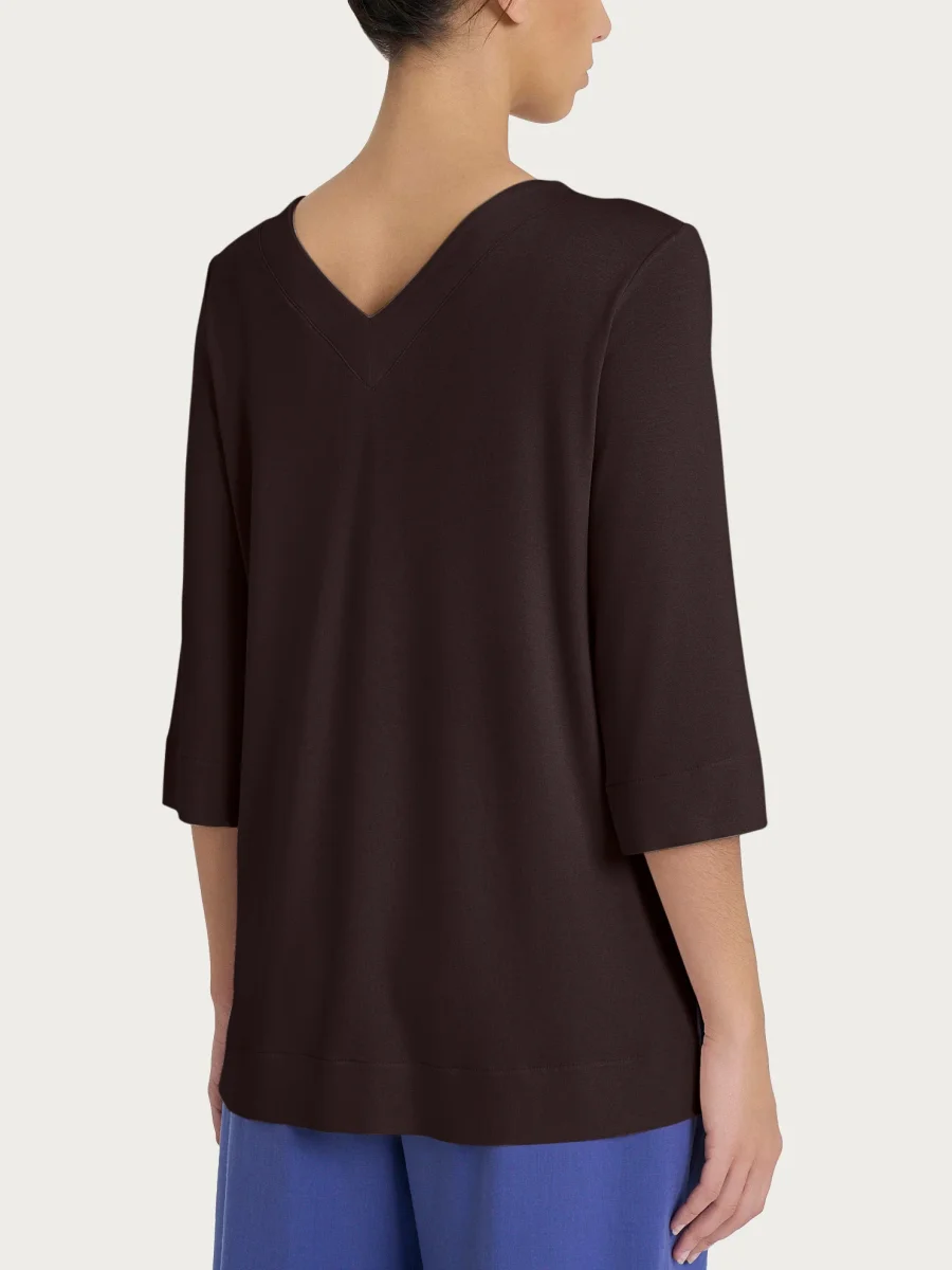 Maglietta con doppio scollo a V in jersey di viscosa crêpe - Chocolate Torte - immagine 3