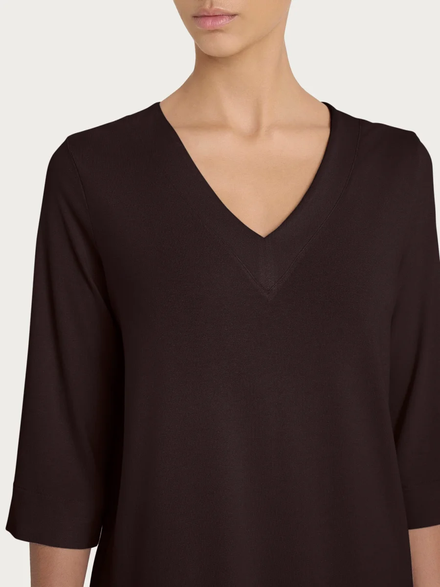 Maglietta con doppio scollo a V in jersey di viscosa crêpe - Chocolate Torte - immagine 4