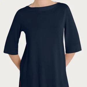 Maglietta con manica 3/4 in jersey di viscosa crêpe - Bleu