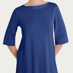 Maglietta con manica 3/4 in jersey di viscosa crêpe - Blueberry