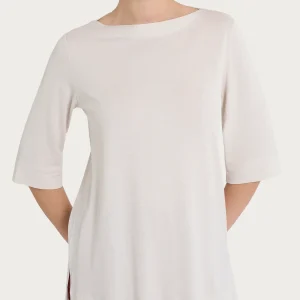 Maglietta con manica 3/4 in jersey di viscosa crêpe - Champignon