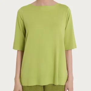 Maglietta con manica 3/4 in jersey di viscosa crêpe - Grenoble Green