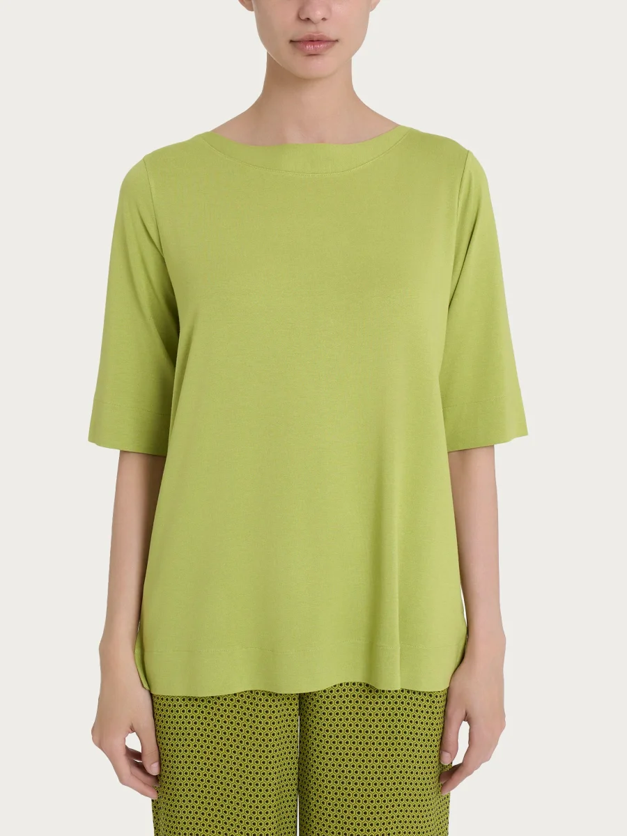 Maglietta con manica 3/4 in jersey di viscosa crêpe - Grenoble Green