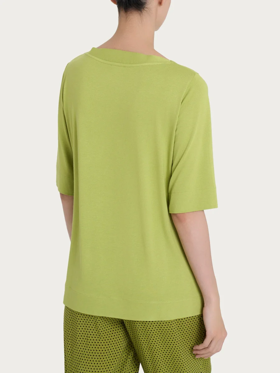 Maglietta con manica 3/4 in jersey di viscosa crêpe - Grenoble Green - immagine 3