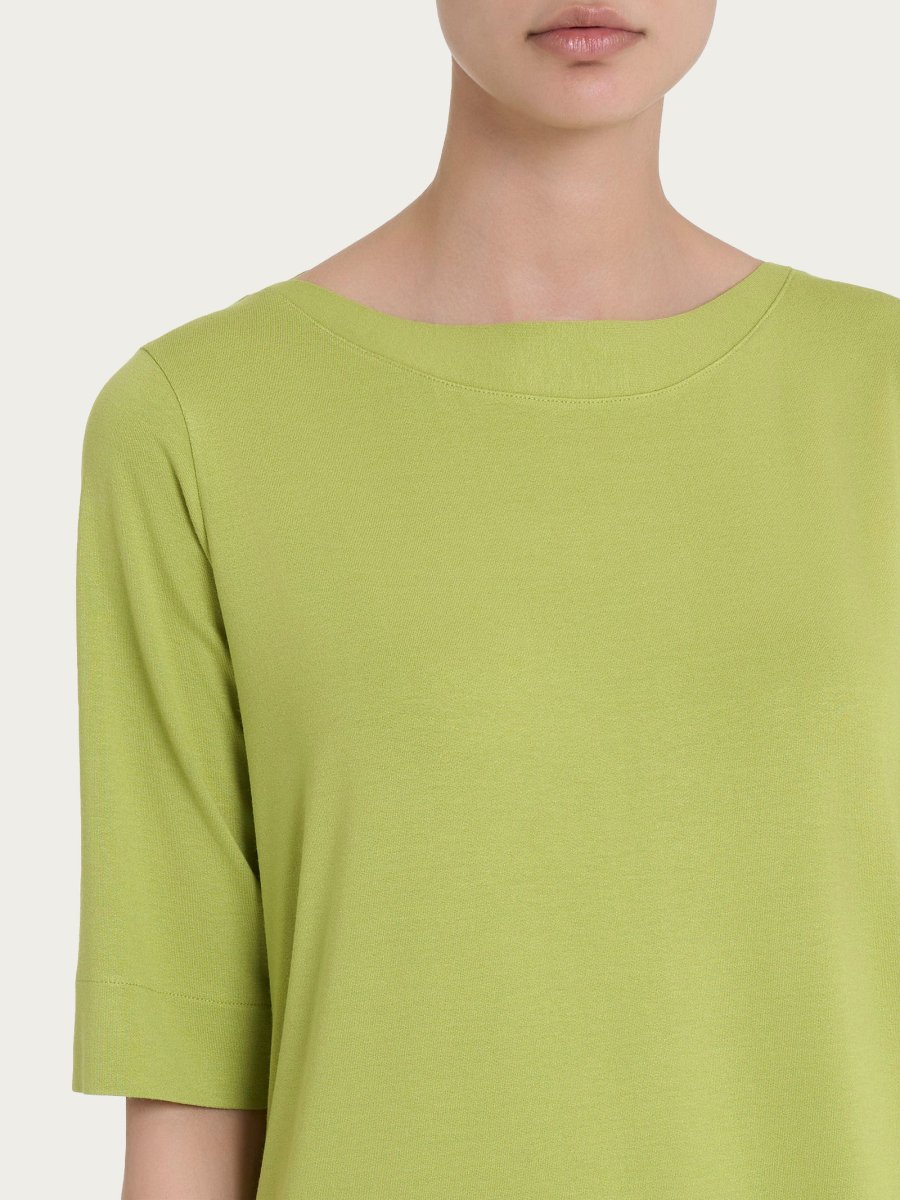 Maglietta con manica 3/4 in jersey di viscosa crêpe - Grenoble Green - immagine 4