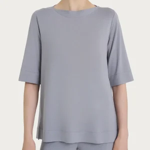 Maglietta con manica 3/4 in jersey di viscosa crêpe - Ultimate Gray