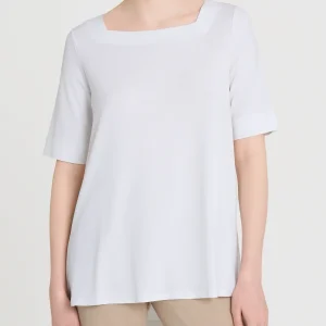 Maglietta con manica 3/4 in jersey di viscosa crêpe - Bianco