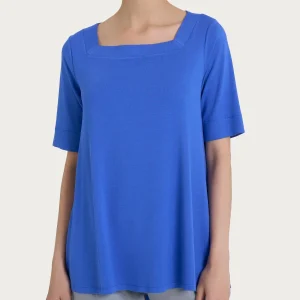 Maglietta con manica 3/4 in jersey di viscosa crêpe - Dazzling Blue