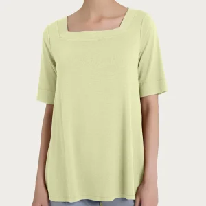 Maglietta con manica 3/4 in jersey di viscosa crêpe - Shadow Lime