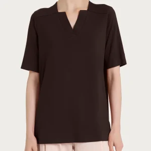 Maglietta con scollo a V in jersey di viscosa crêpe - Chocolate Torte