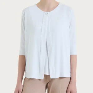 Cardigan corto in jersey di viscosa crêpe - Bianco