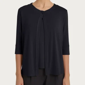 Cardigan corto in jersey di viscosa crêpe - Nero