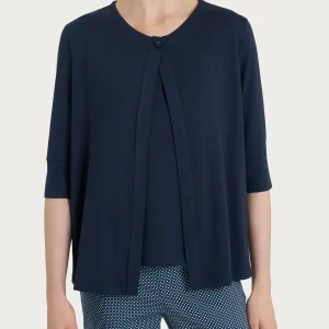 Cardigan corto in jersey di viscosa crêpe - Bleu