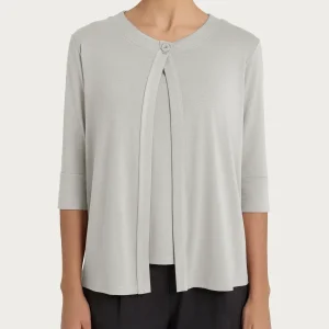 Cardigan corto in jersey di viscosa crêpe - Dawn Blue