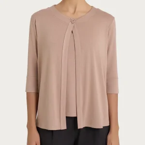 Cardigan corto in jersey di viscosa crêpe - Warm Taupe