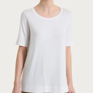 Maglietta girocollo a manica corta in misto viscosa - Bianco