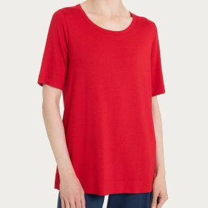 Maglietta girocollo a manica corta in misto viscosa - Salsa