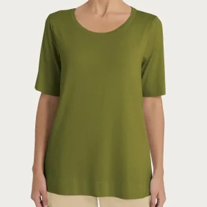 Maglietta girocollo a manica corta in misto viscosa - Sphagnum