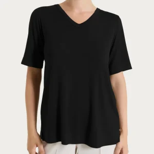 Maglietta con scollo a V in Viscosa Summer - Nero