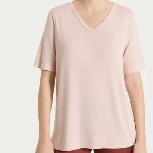 Maglietta con scollo a V in Viscosa Summer - Cameo Rose