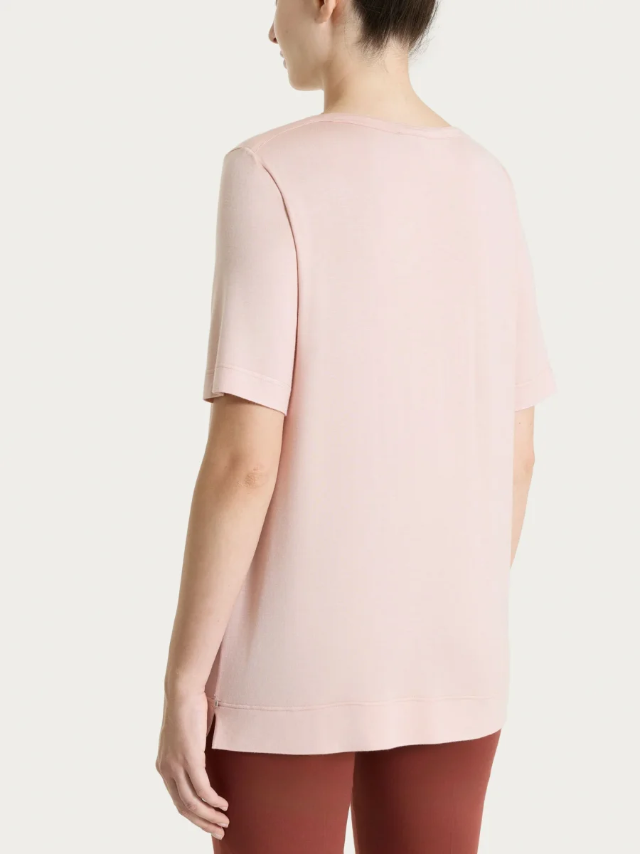 Maglietta con scollo a V in Viscosa Summer - Cameo Rose - immagine 3