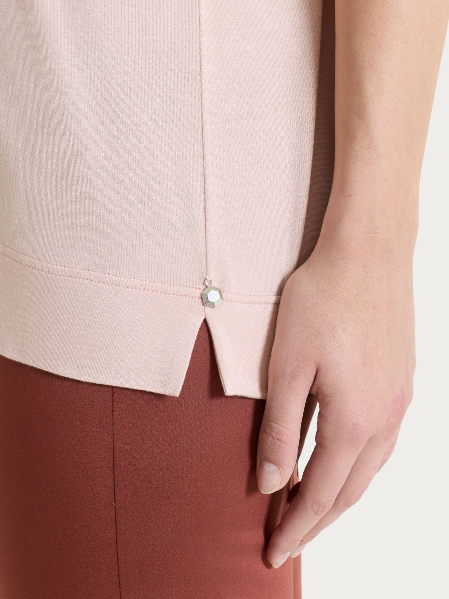 Maglietta con scollo a V in Viscosa Summer - Cameo Rose - immagine 4