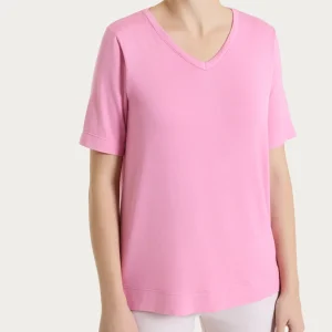 Maglietta con scollo a V in Viscosa Summer - Cashmere Rose