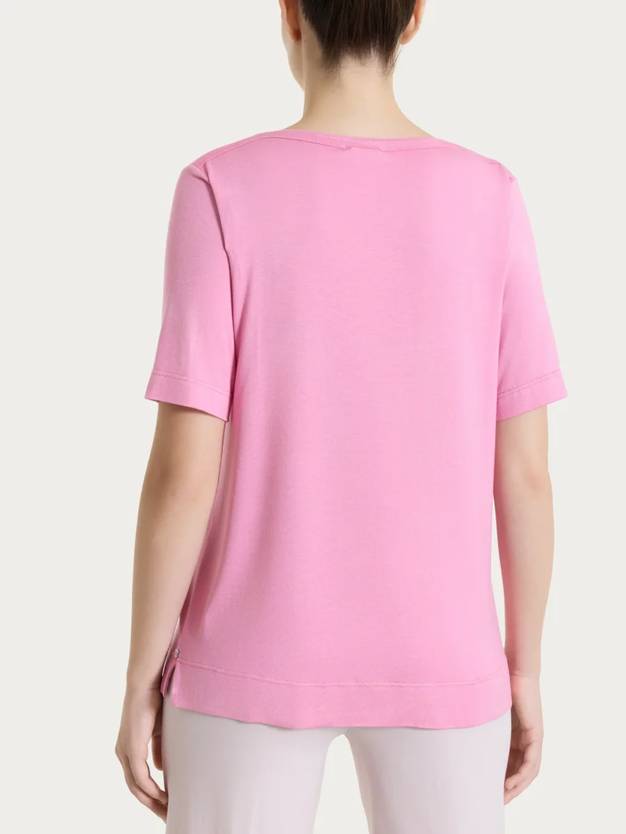 Maglietta con scollo a V in Viscosa Summer - Cashmere Rose - immagine 3