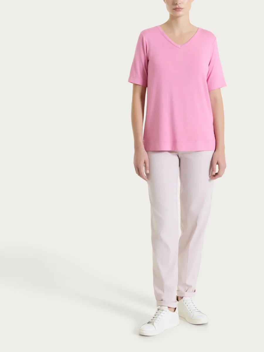 Maglietta con scollo a V in Viscosa Summer - Cashmere Rose - immagine 6