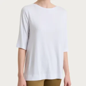 Maglietta con manica 3/4 in misto viscosa - Bianco